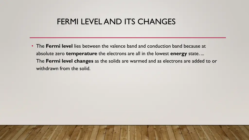 fermi level and its changes