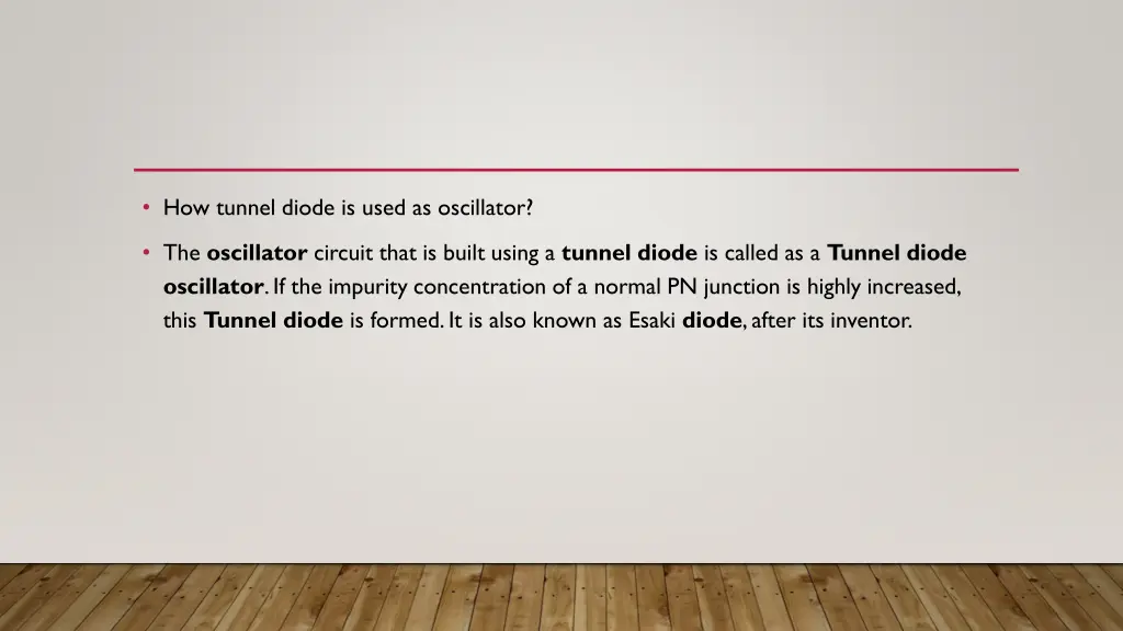 how tunnel diode is used as oscillator