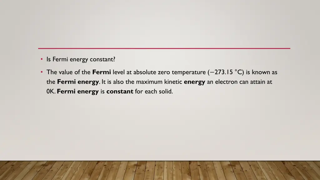 is fermi energy constant