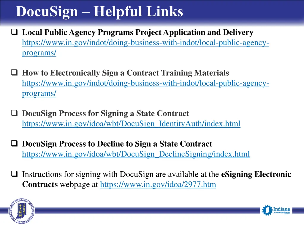 docusign helpful links