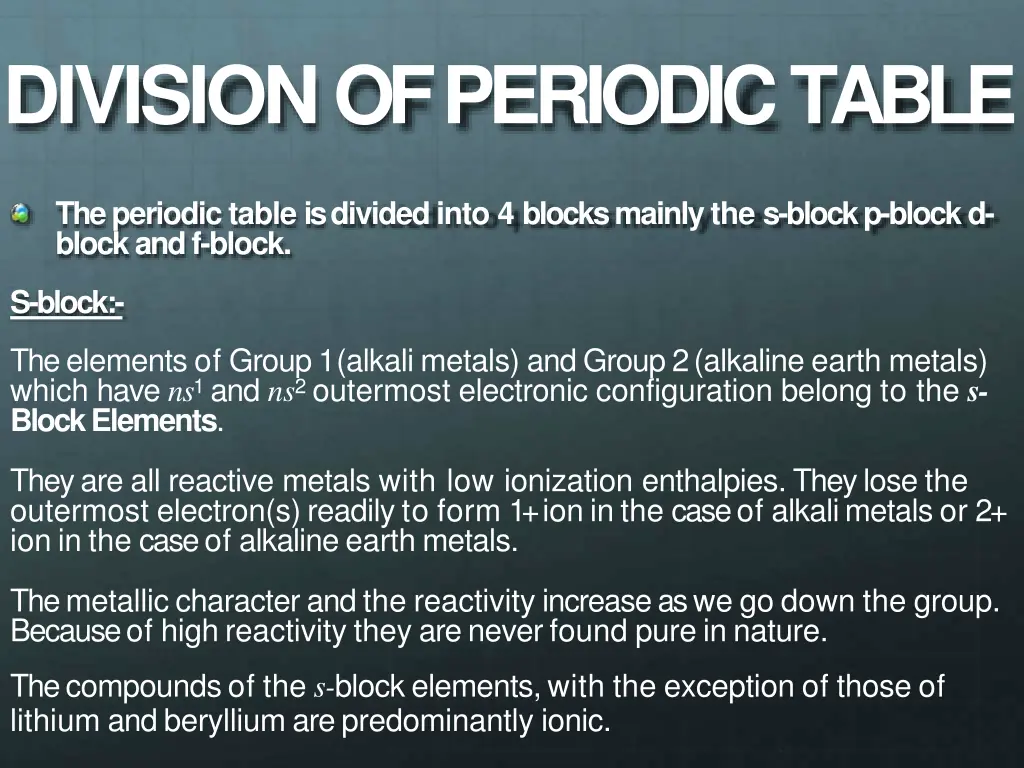 division of periodictable