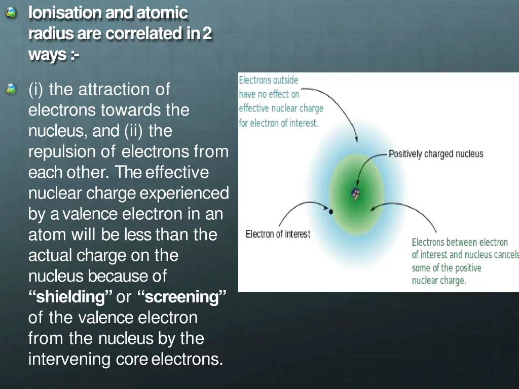 ionisation and atomic radius are correlated