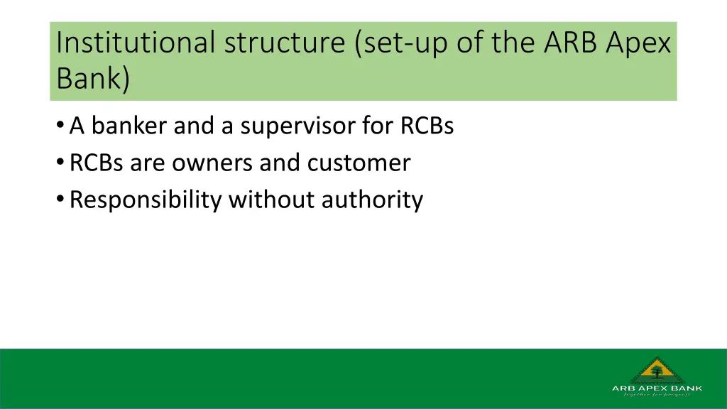 institutional structure set up of the arb apex