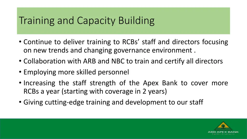 training and capacity building