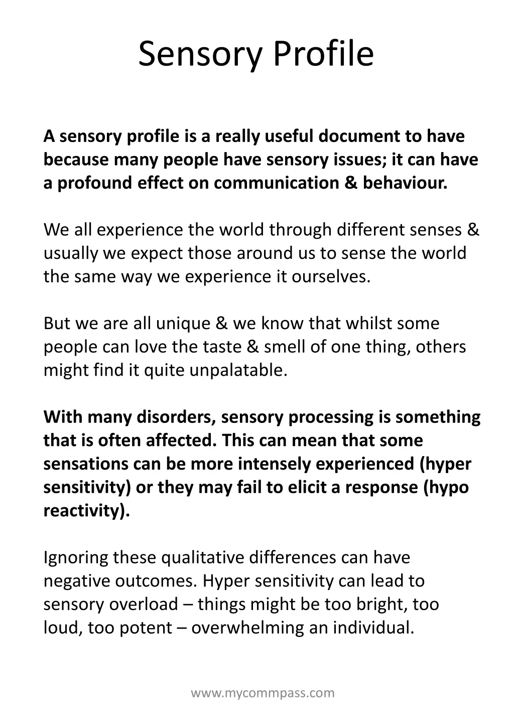 sensory profile