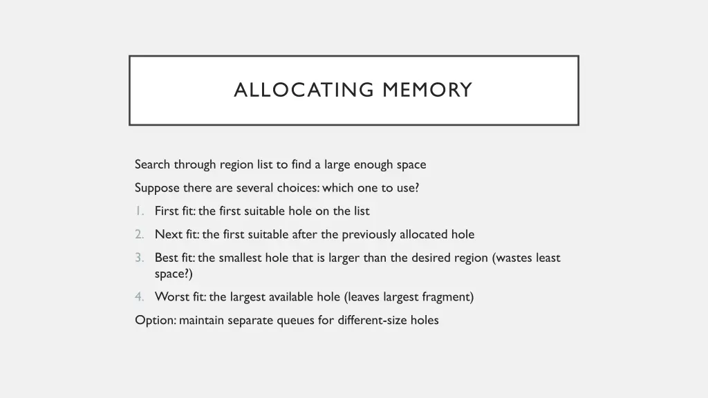 allocating memory