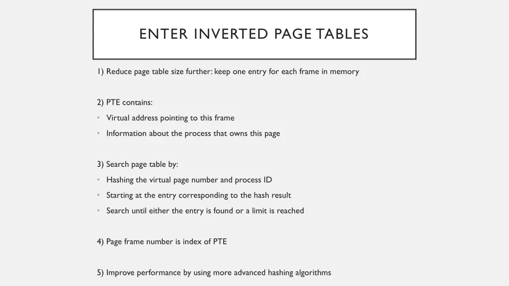 enter inverted page tables