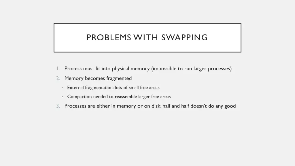 problems with swapping