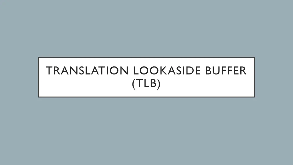 translation lookaside buffer tlb