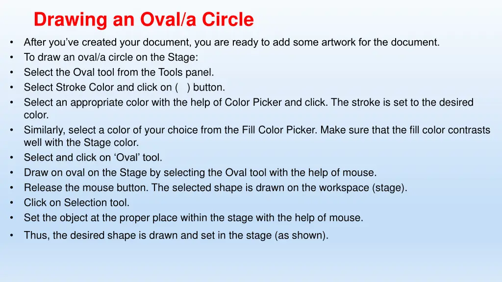 drawing an oval a circle