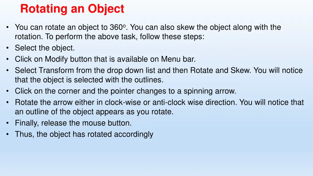 rotating an object