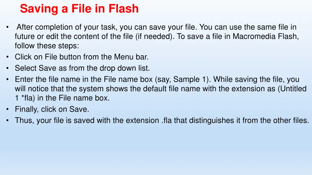 saving a file in flash