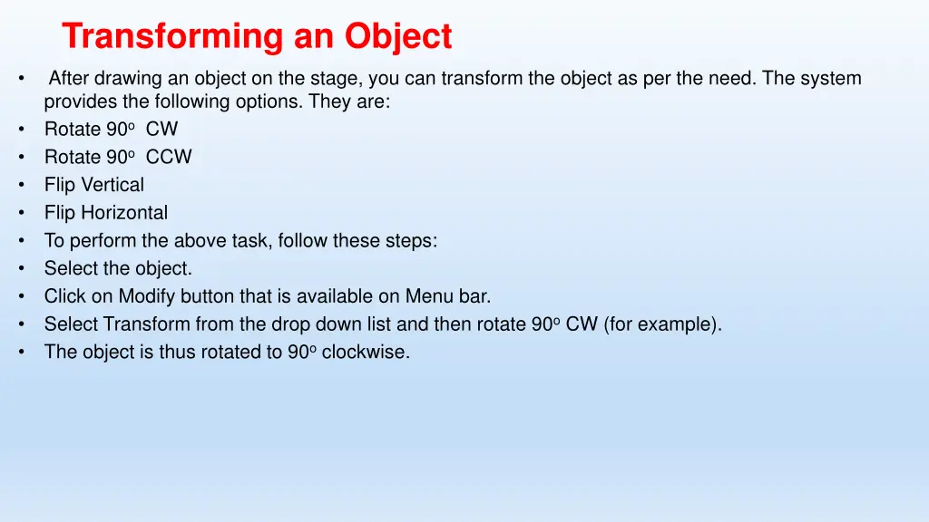 transforming an object