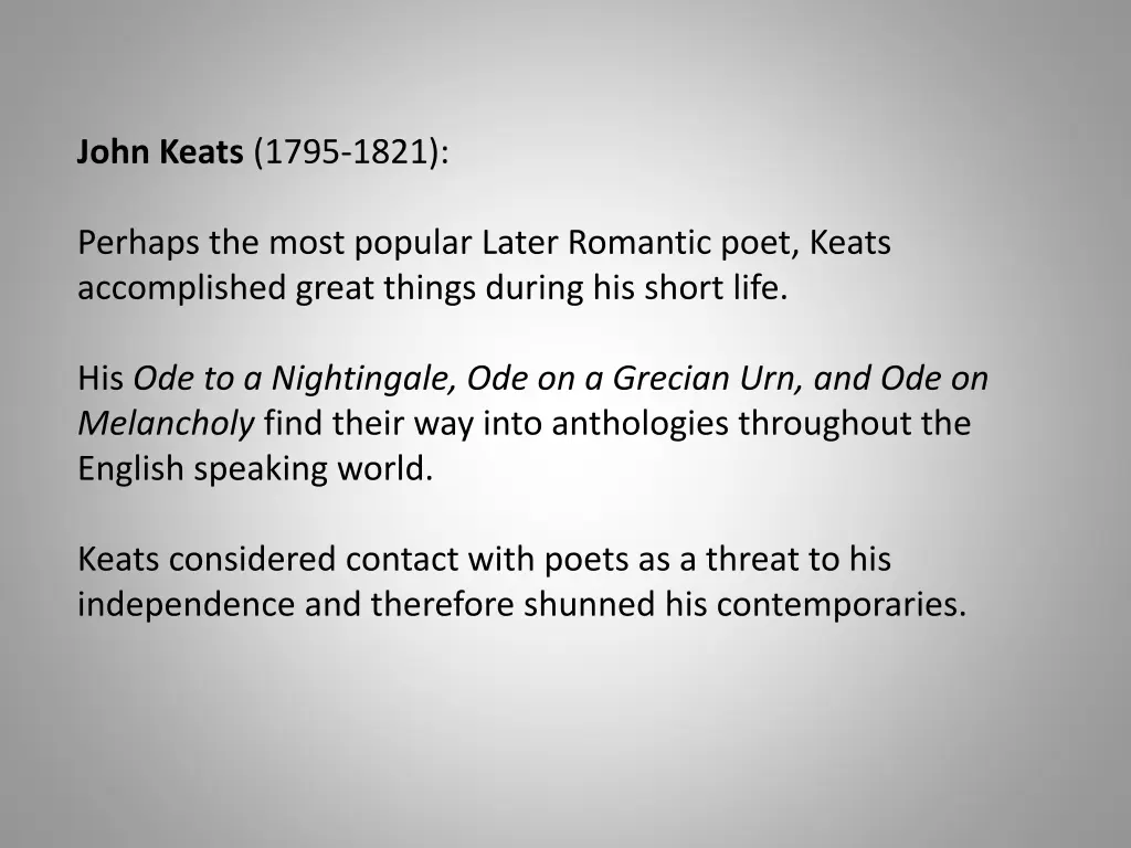 john keats 1795 1821