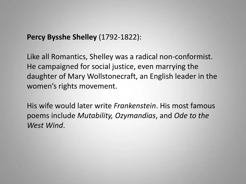 percy bysshe shelley 1792 1822