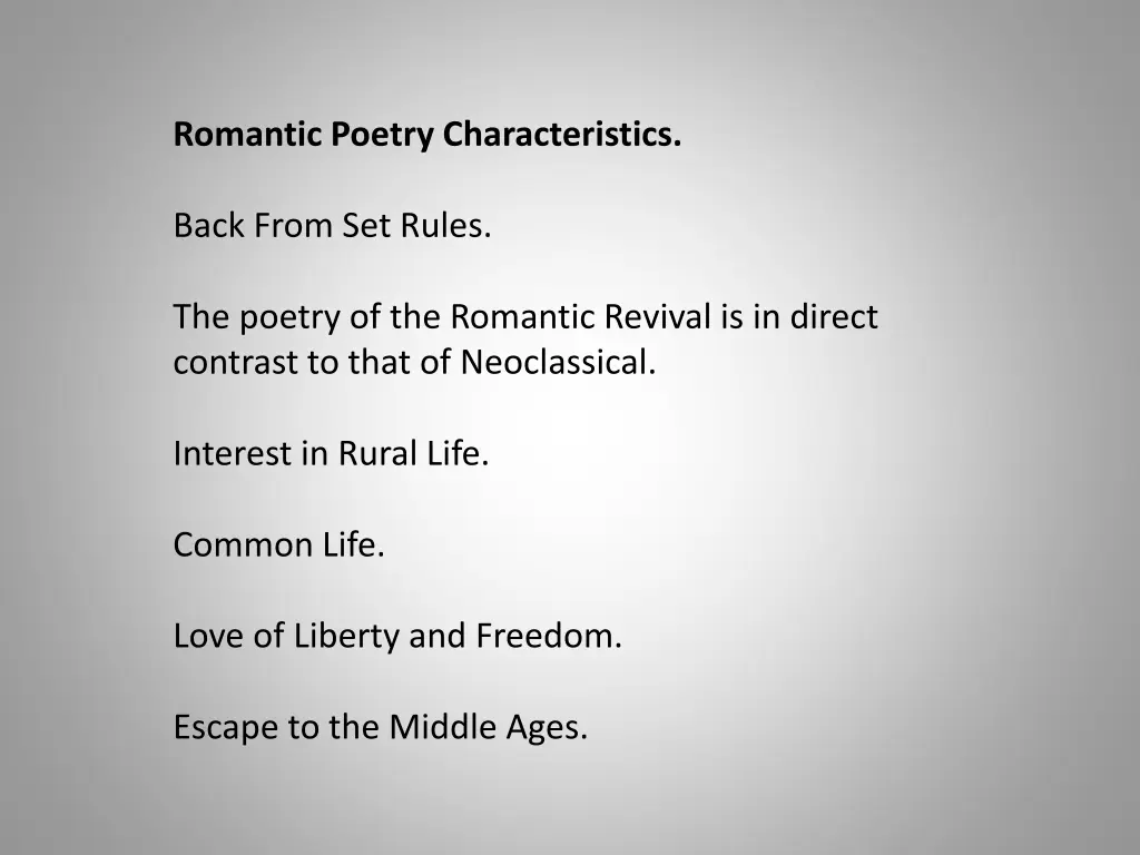 romantic poetry characteristics