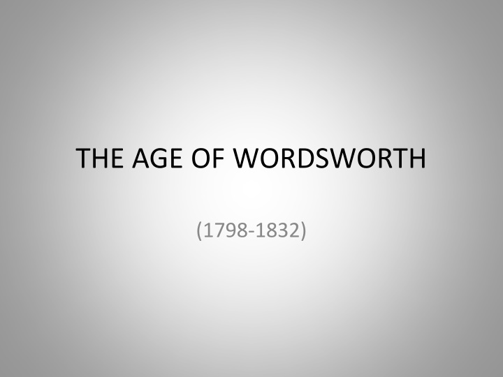 the age of wordsworth