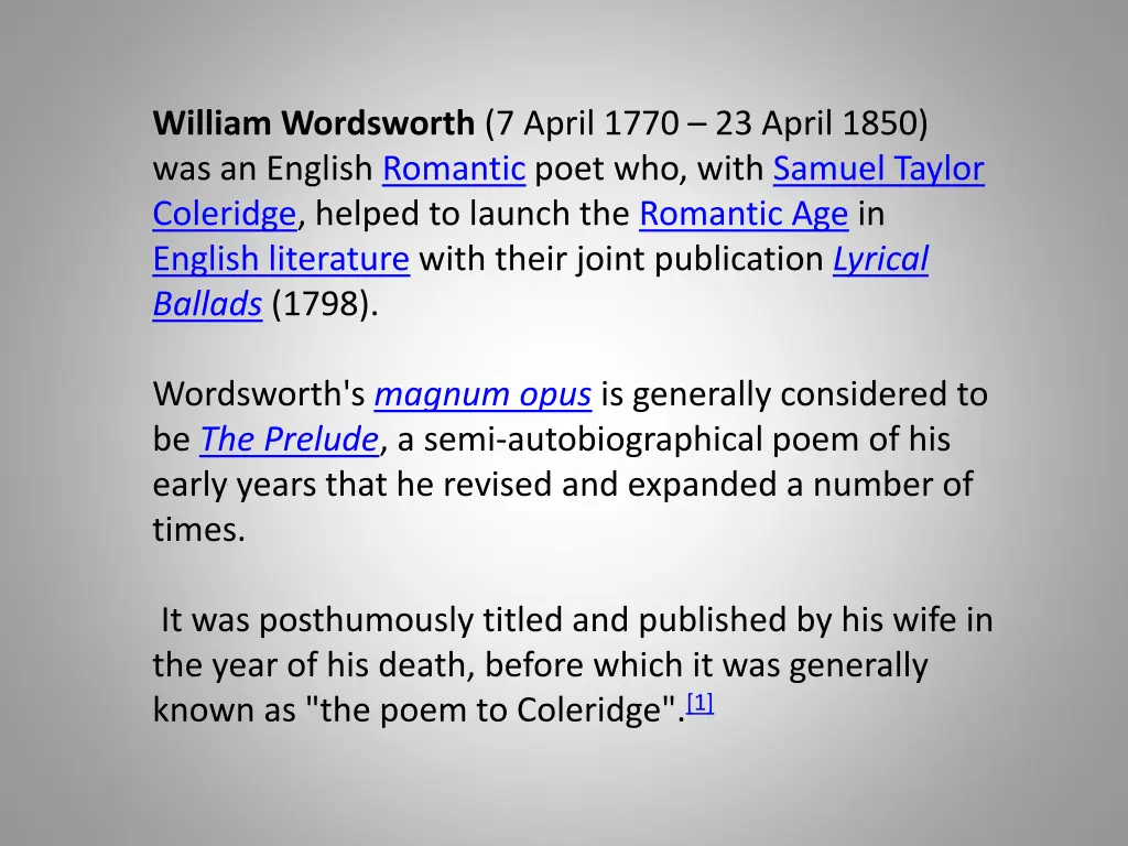 william wordsworth 7 april 1770 23 april 1850