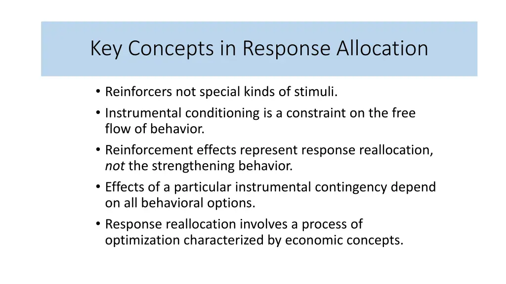 key concepts in response allocation