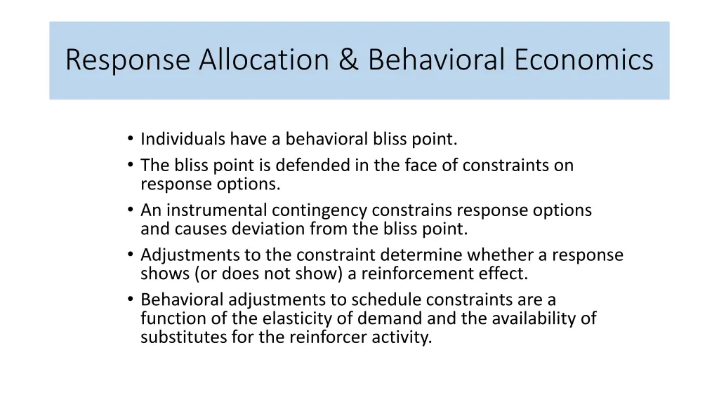 response allocation behavioral economics