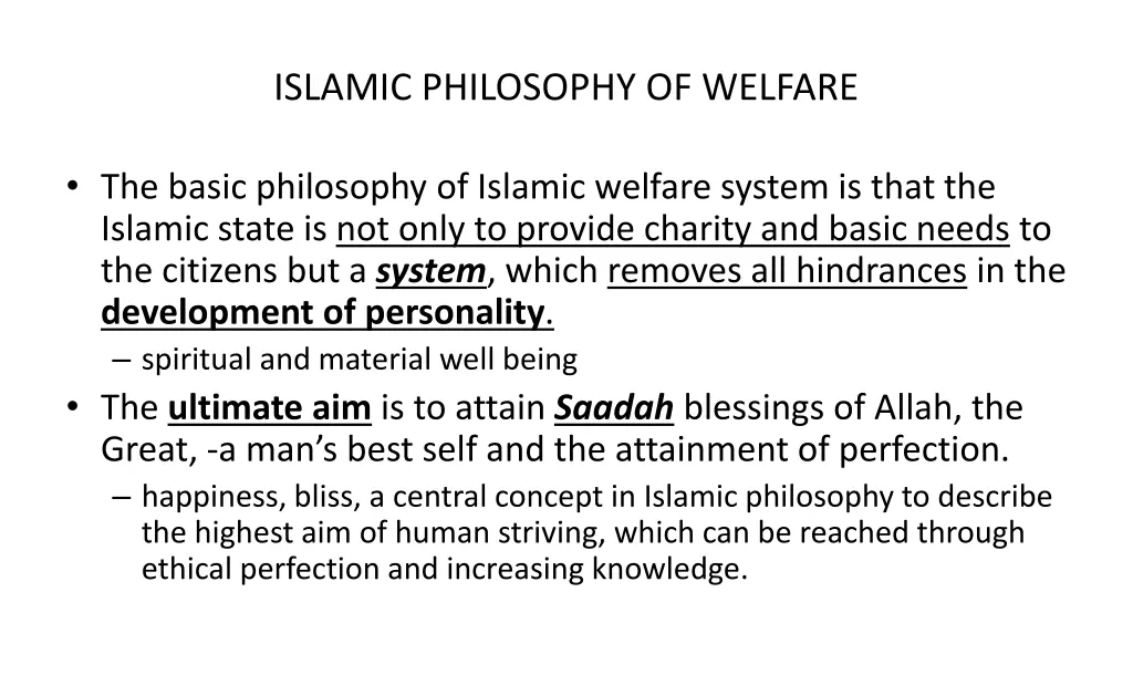 islamic philosophy of welfare