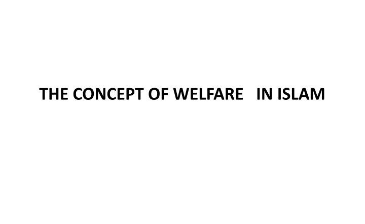 the concept of welfare in islam