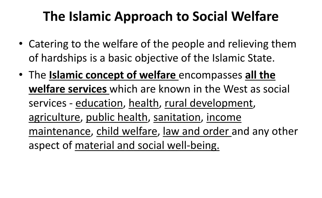 the islamic approach to social welfare