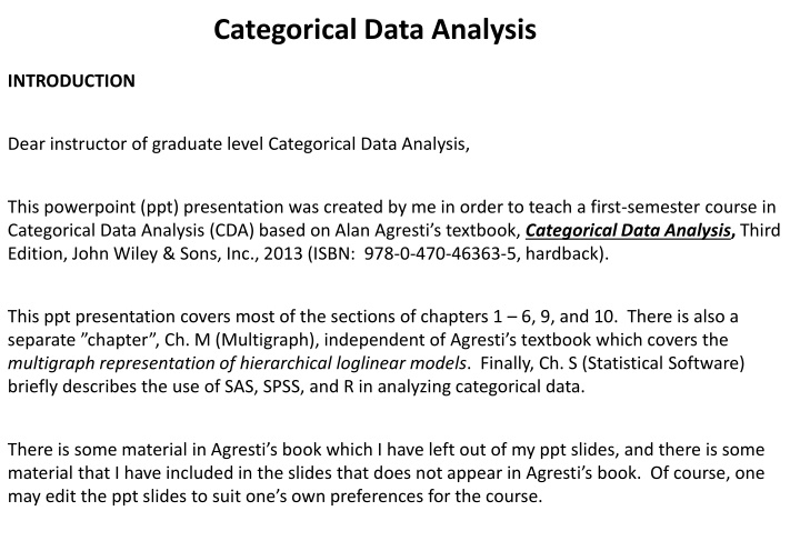 categorical data analysis