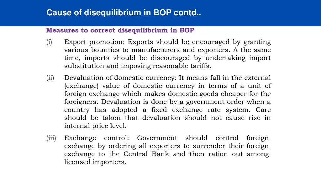 cause of disequilibrium in bop contd 1