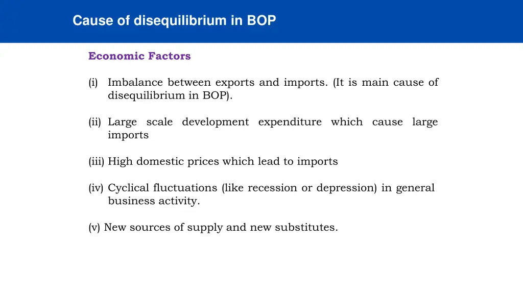 cause of disequilibrium in bop