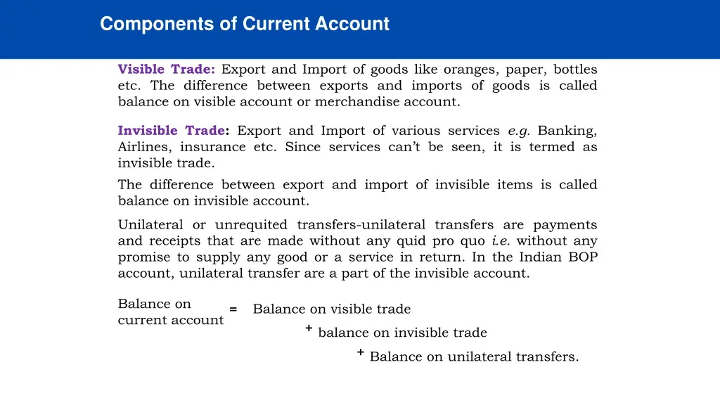 components of current account