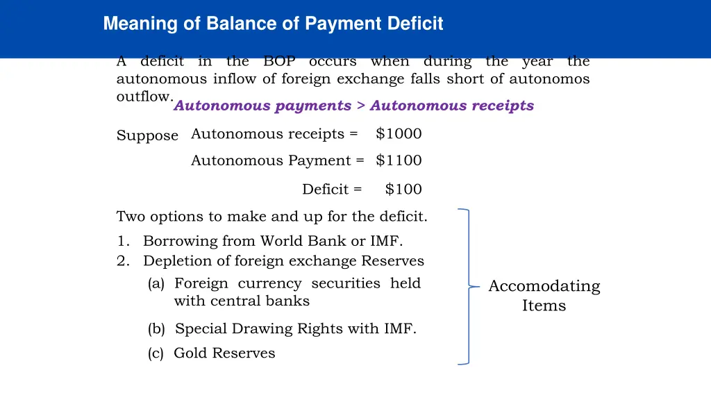 meaning of balance of payment deficit