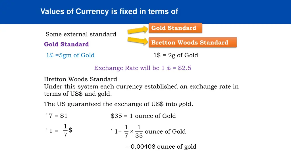 values of currency is fixed in terms of