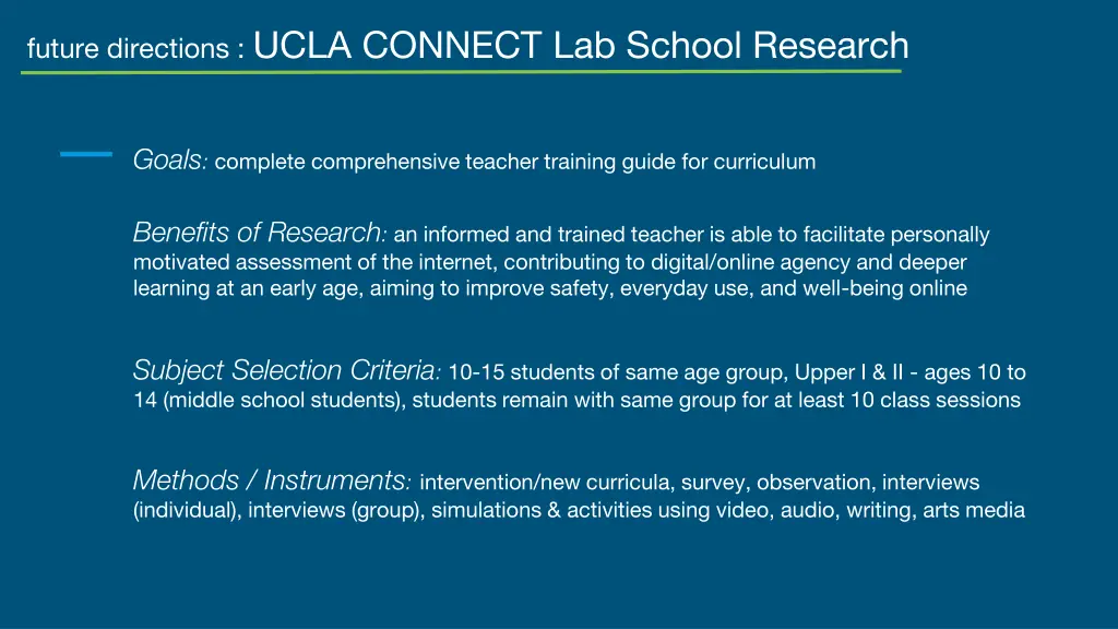 future directions ucla connect lab school research