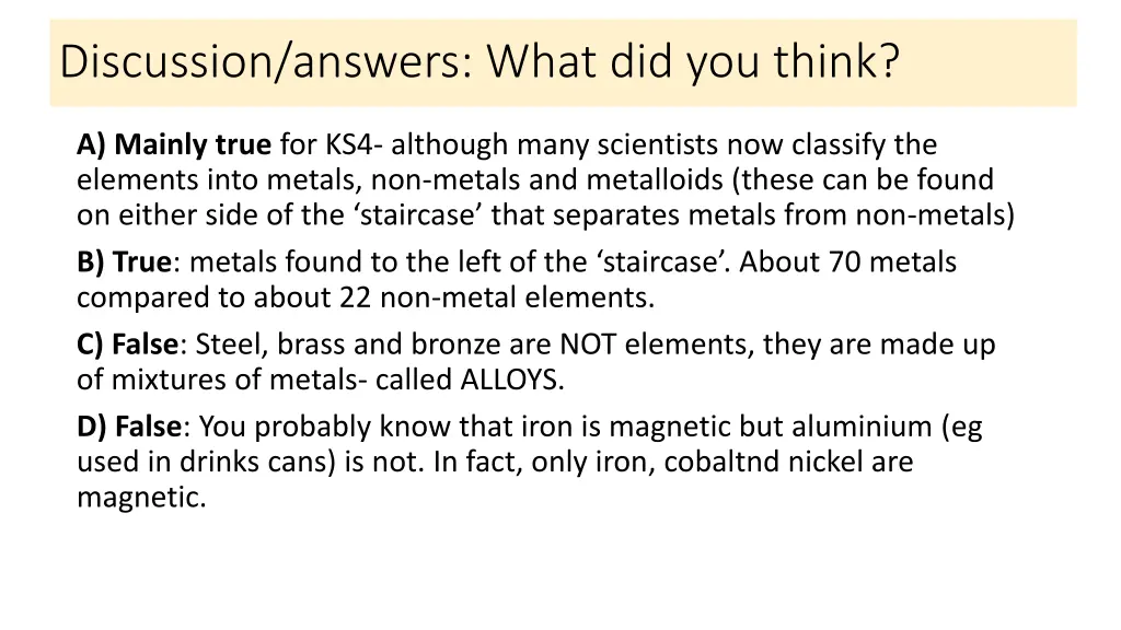 discussion answers what did you think