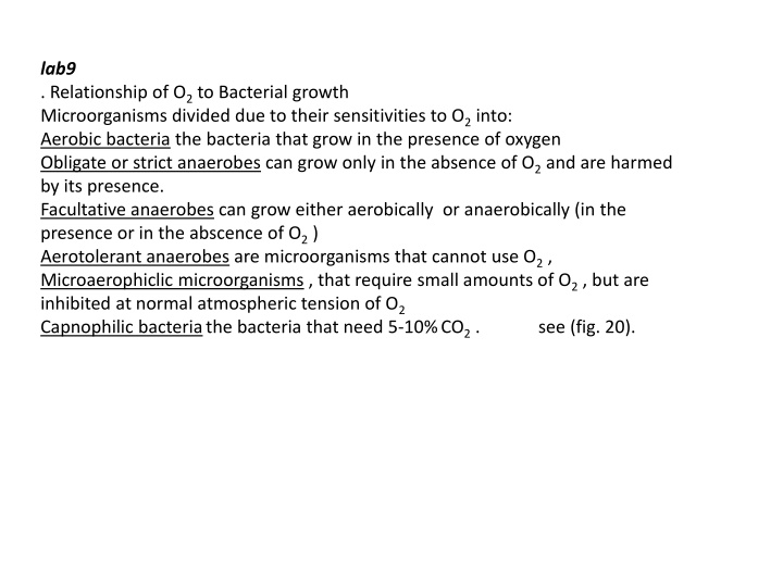 lab9 relationship of o 2 to bacterial growth