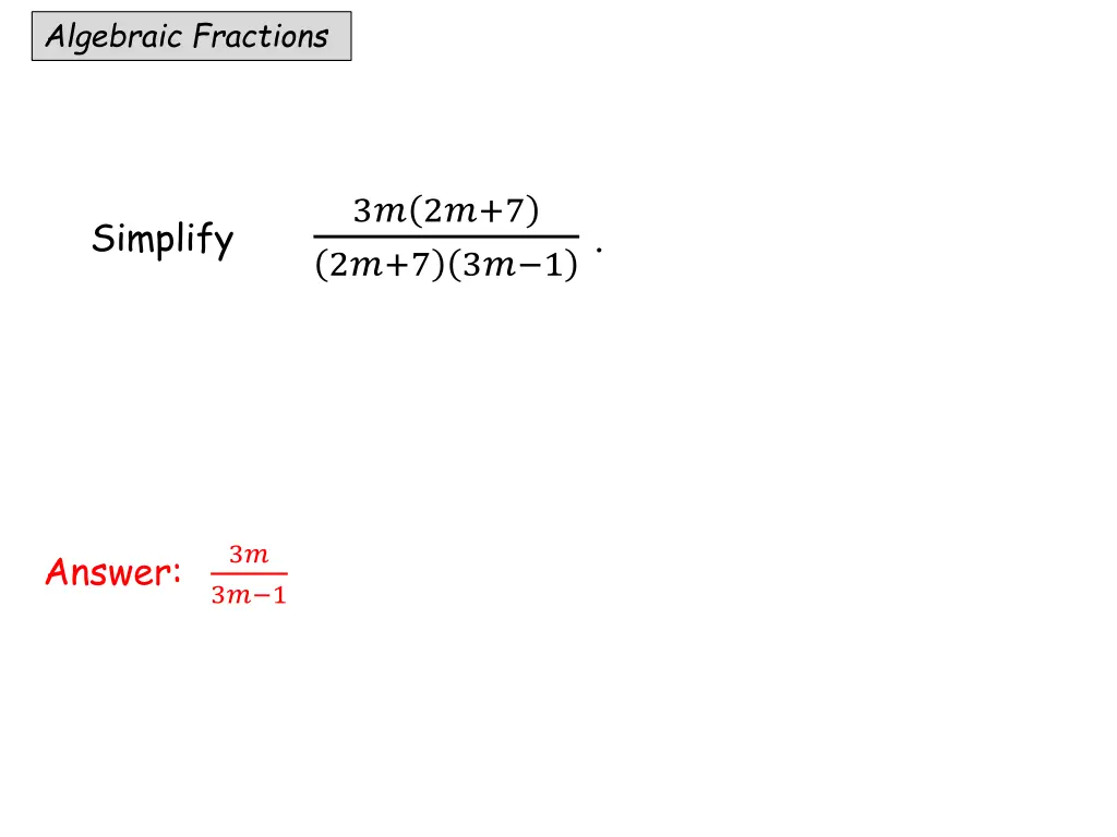 algebraic fractions 1