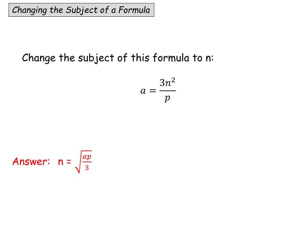 changing the subject of a formula