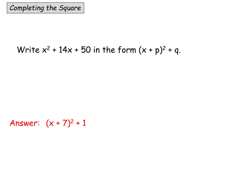 completing the square