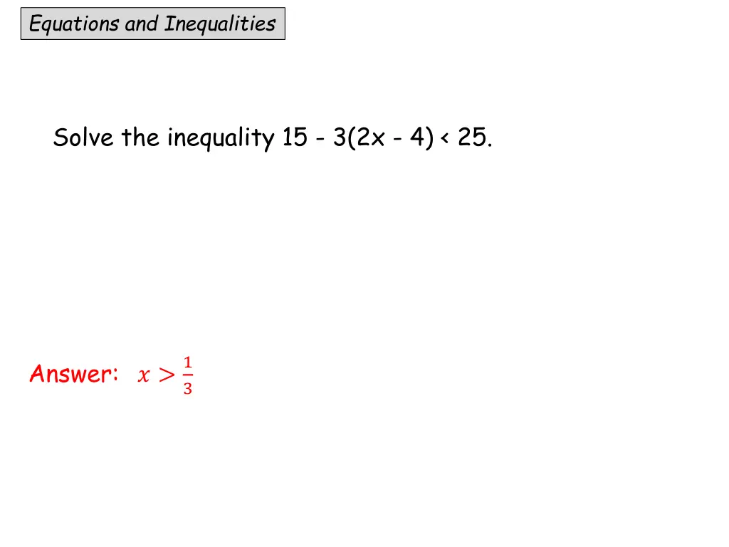 equations and inequalities