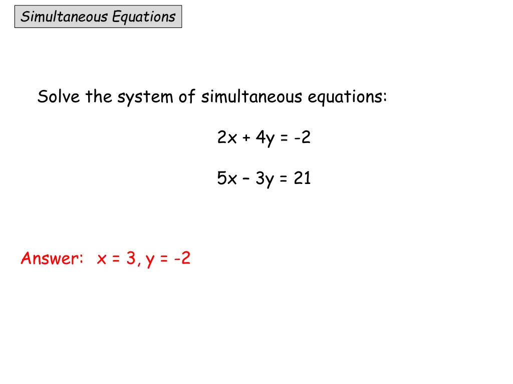 simultaneous equations