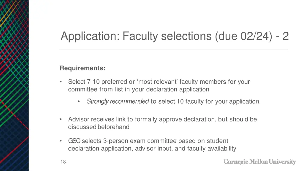 application faculty selections due 02 24 2