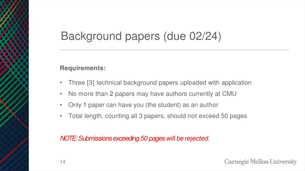 background papers due 02 24