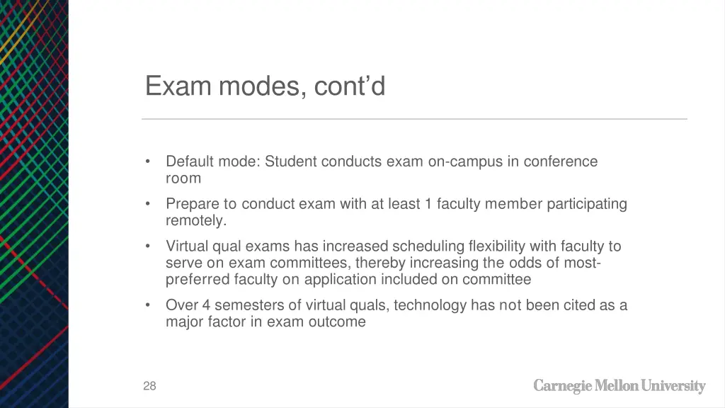 exam modes cont d