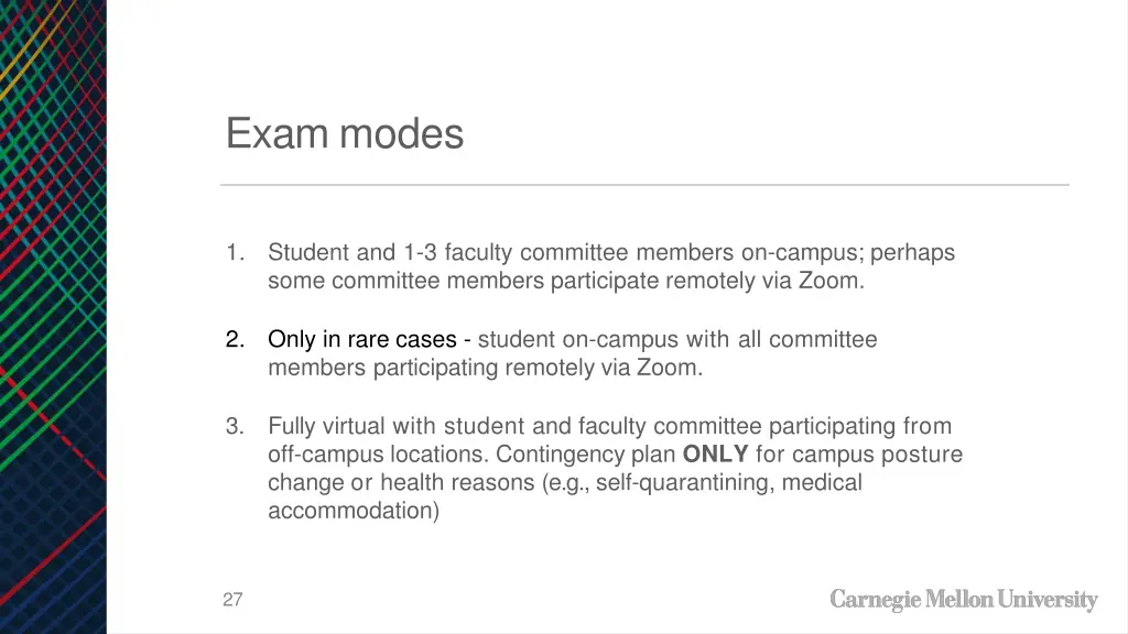 exam modes