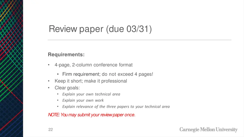 review paper due 03 31