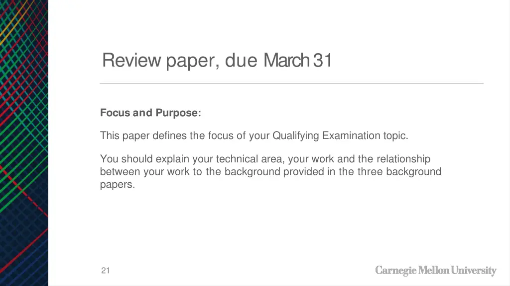 review paper due march 31