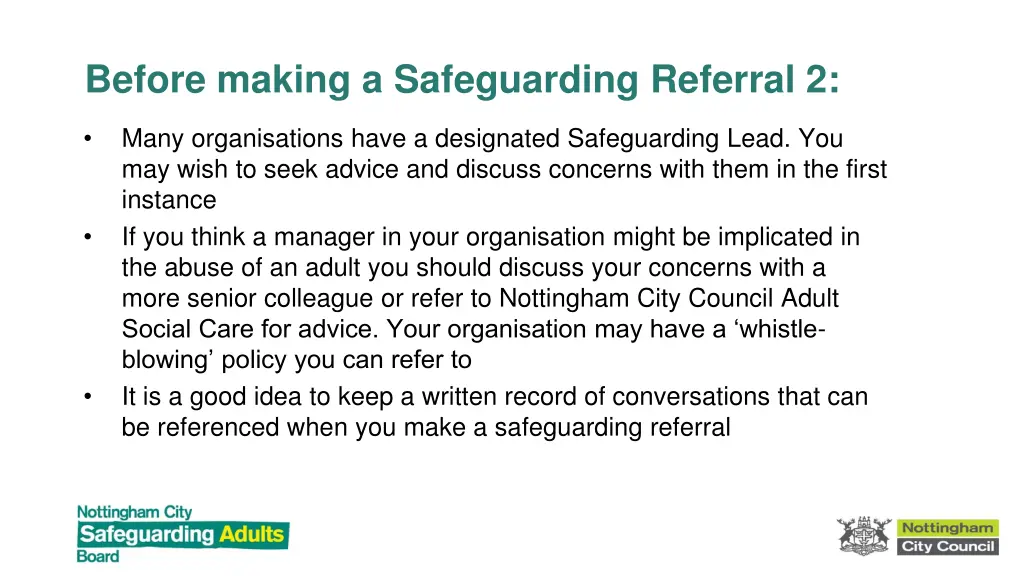 before making a safeguarding referral 2