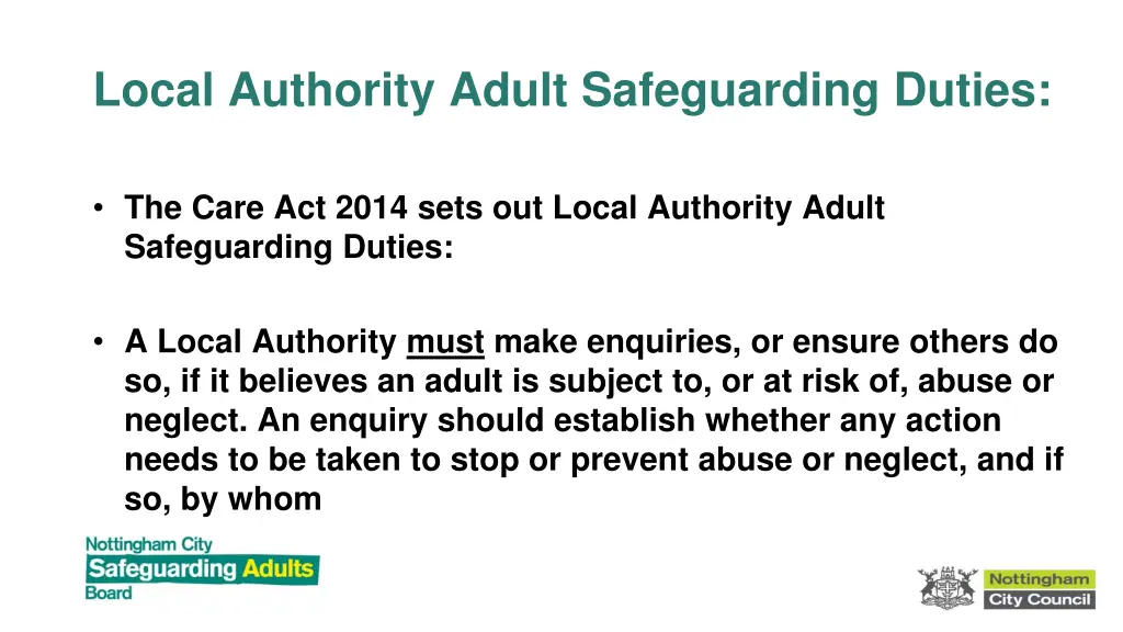 local authority adult safeguarding duties