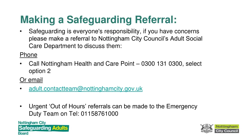 making a safeguarding referral safeguarding